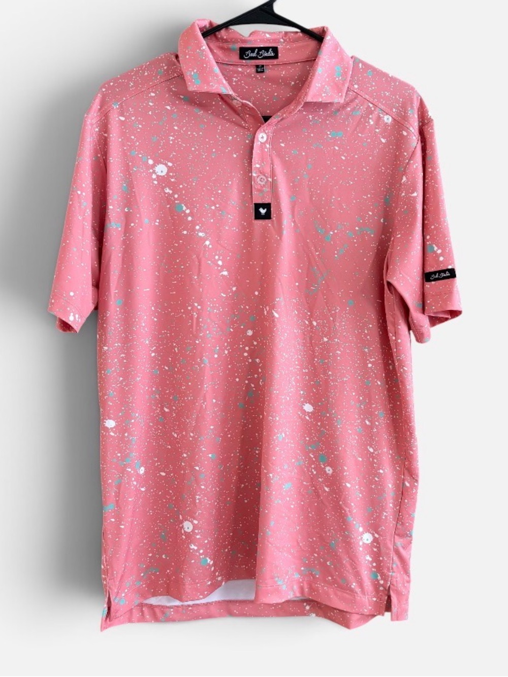 Bad Birdie Pink Paint-Splash Polo Mens golf M